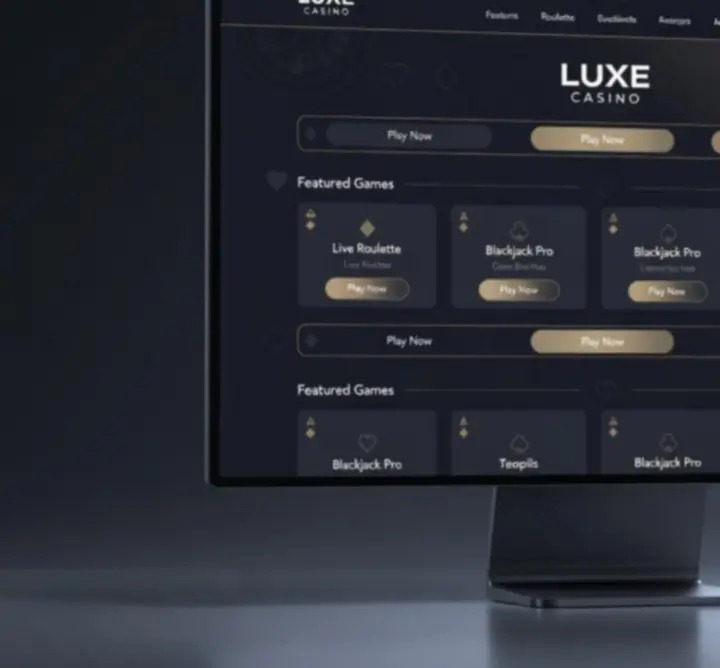 Interface moderne de style casino avec design minimaliste et organisé